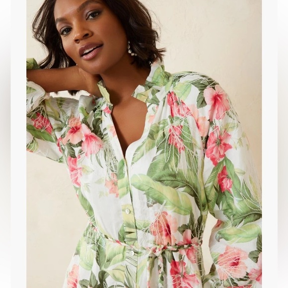 NWT,Tommy Bahama Woman’s White YachtWear Daybreak Hibiscus Linen Dress,Size XS/S - Picture 7 of 16